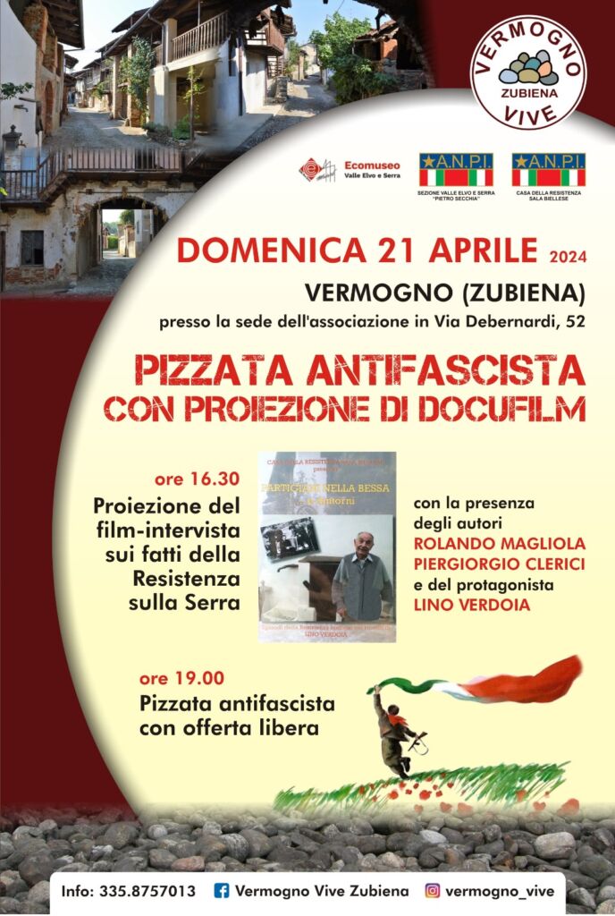 Pizzata antifascista a Vermogno - Domenica 21 aprile