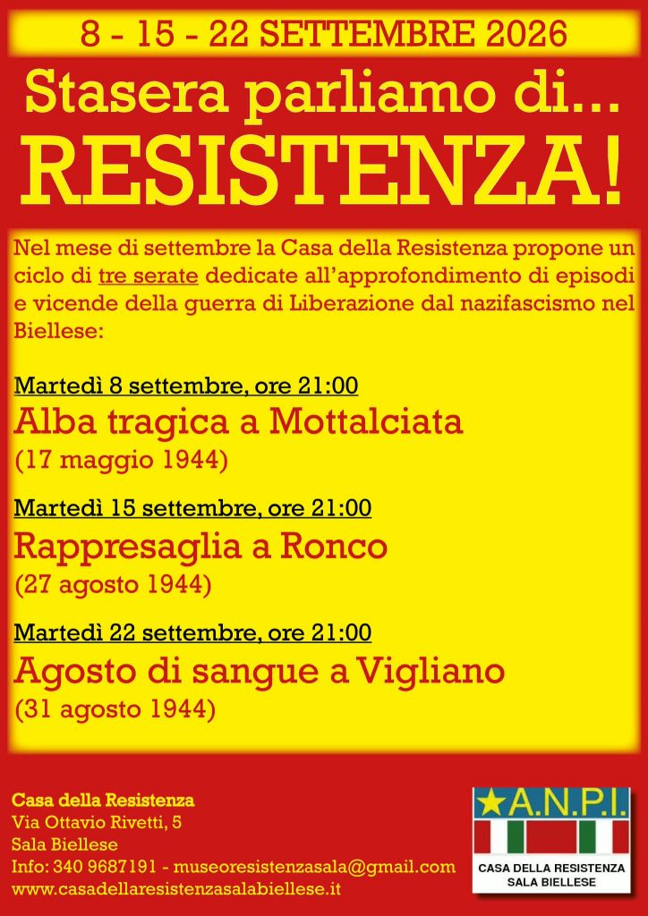 Stasera parliamo di... RESISTENZA!